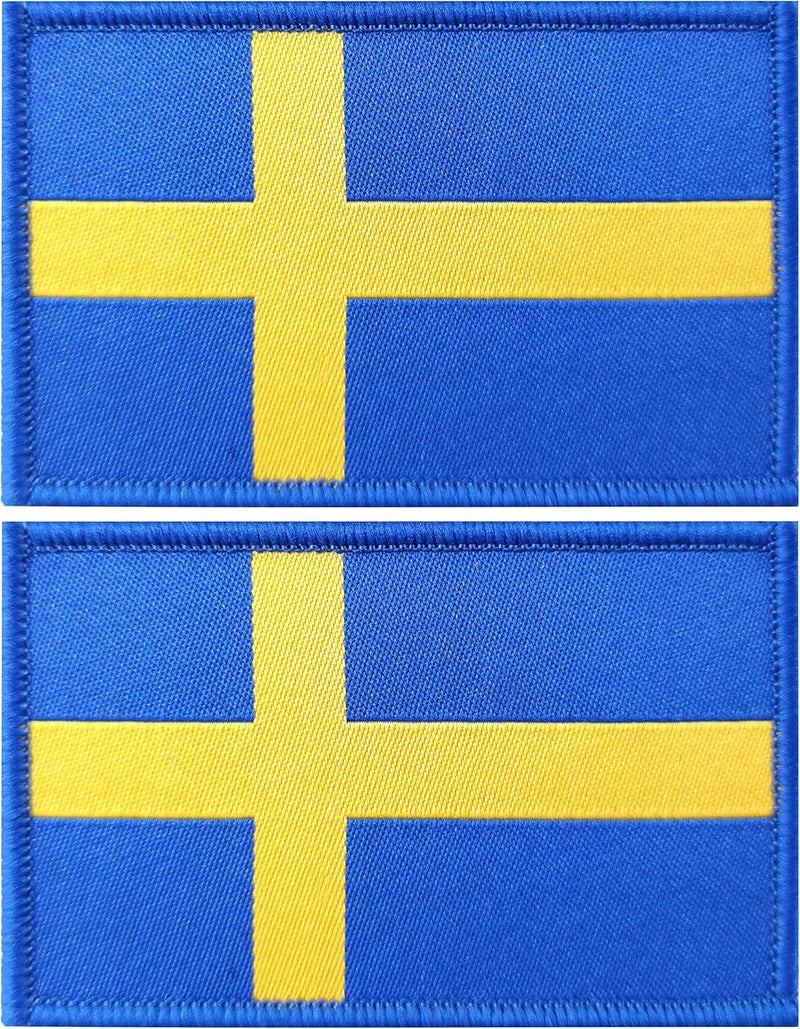QQSD Sweden Flag Patch Swedish Tactical Patch - Hook and Loop Fastener, 2 Pack - Image 1